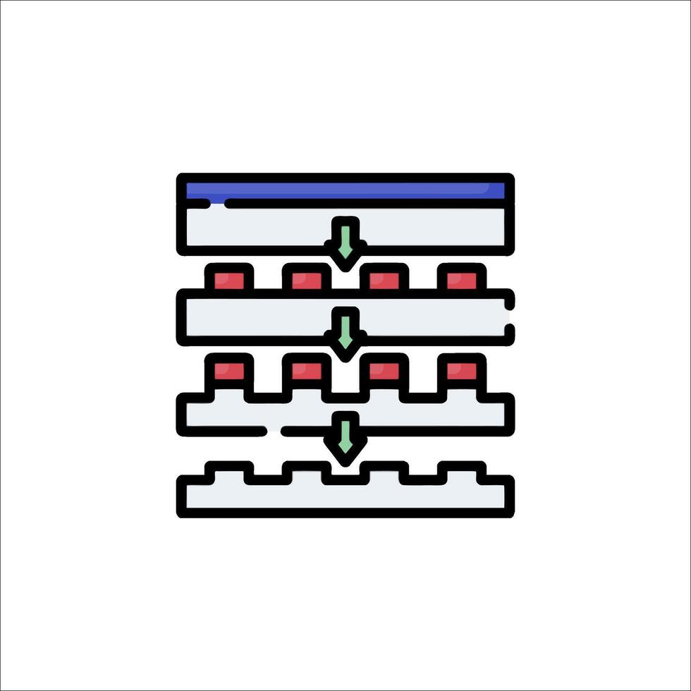 A line drawing of a computer with a red arrow pointing to it vector