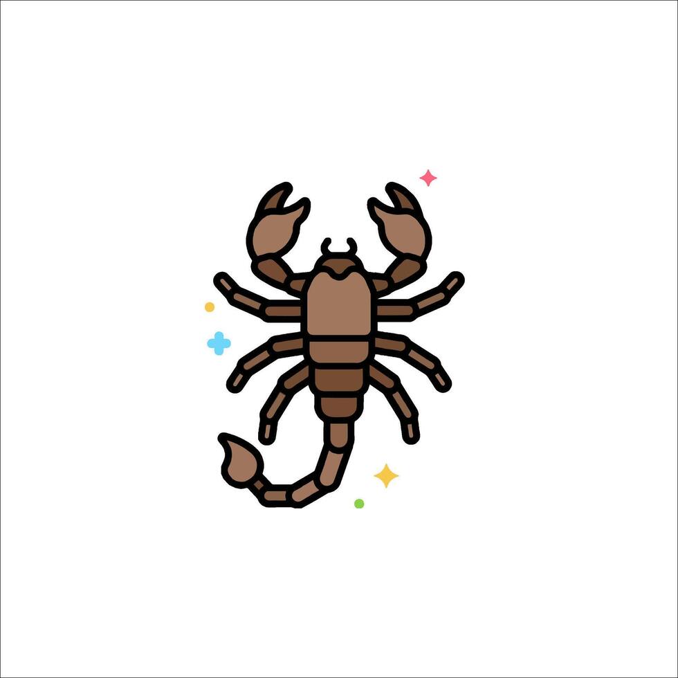 A scorpion icon with stars on it vector