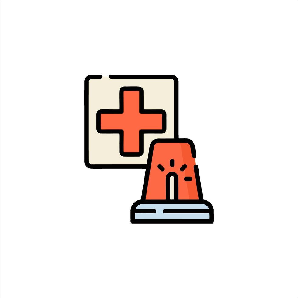 A red cross and a box with a red cross on it vector