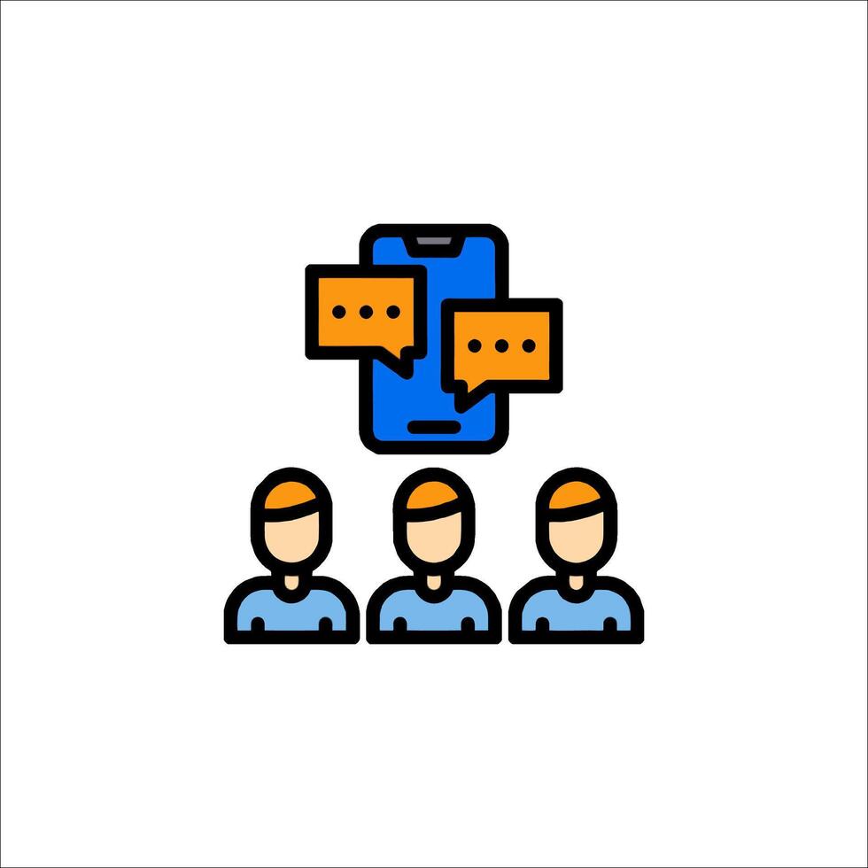 A group of people with speech bubbles on a phone vector
