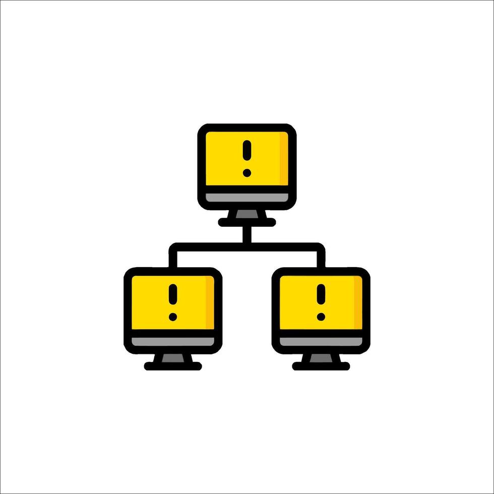 A computer network icon with yellow and black boxes vector