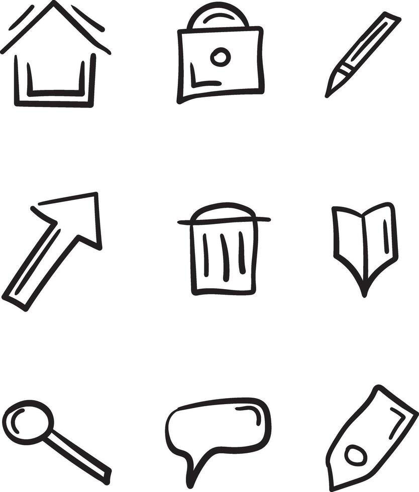 Icon shape elements set design. With cartoon drawing style. symbol sign collection. for your unique design vector