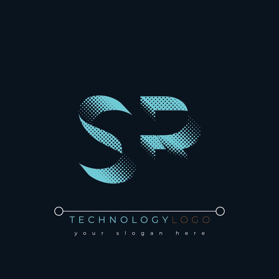 SR abstract technology logo design. vector