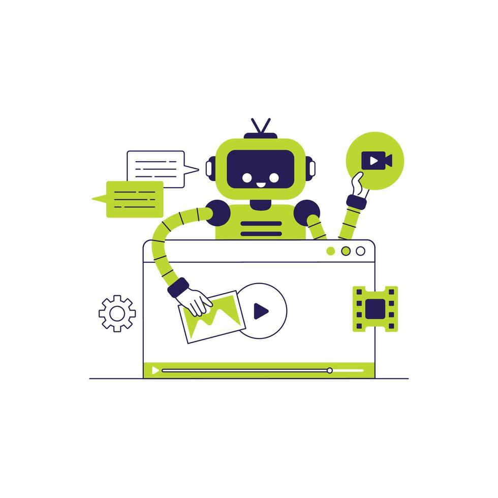 Artificial intelligence robot generating content clip vector