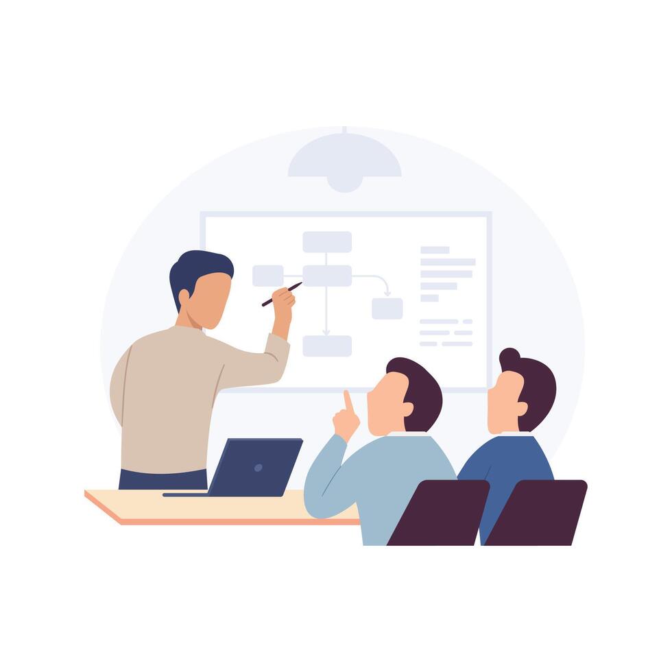 Business team meeting with presentation illustration vector