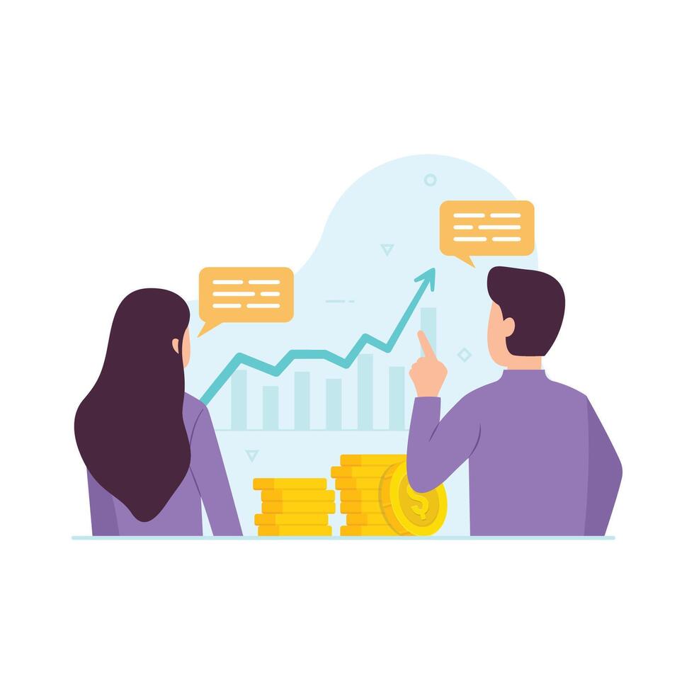 Two people discussion about Business in the future for growth vector