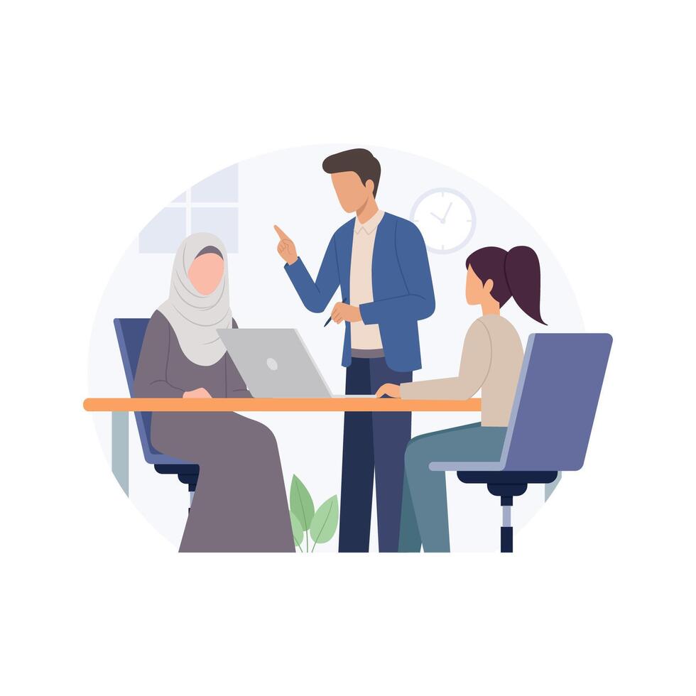 Business team meeting in office with employee vector