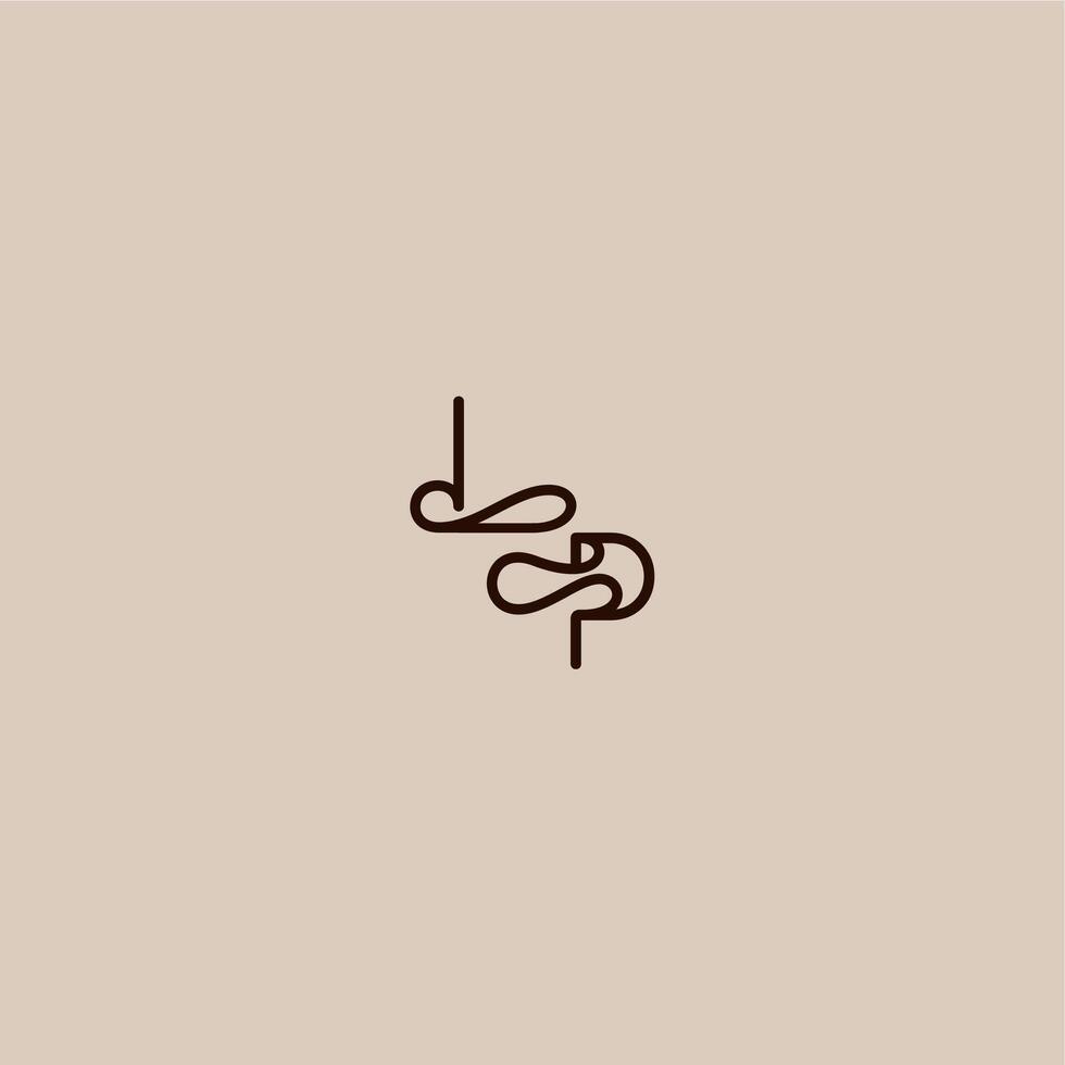 wedding typography monogram luxurious organic style and elegant concept LP dynamic line initial letter vector