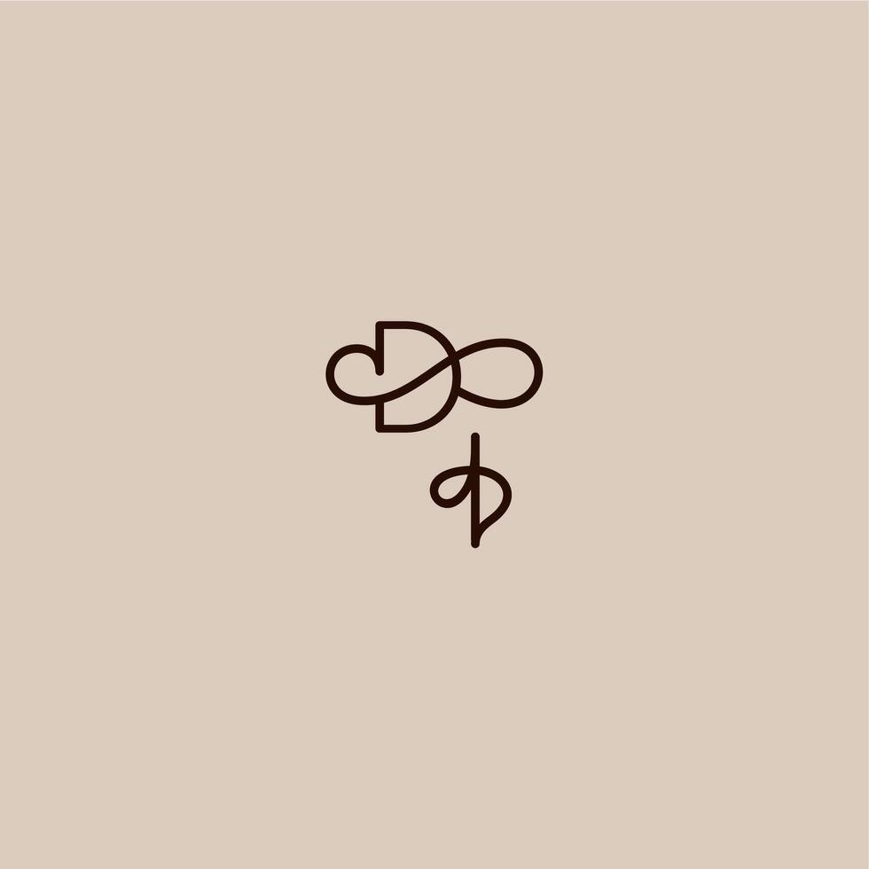 wedding typography monogram luxurious organic style and elegant concept DI dynamic line initial letter vector
