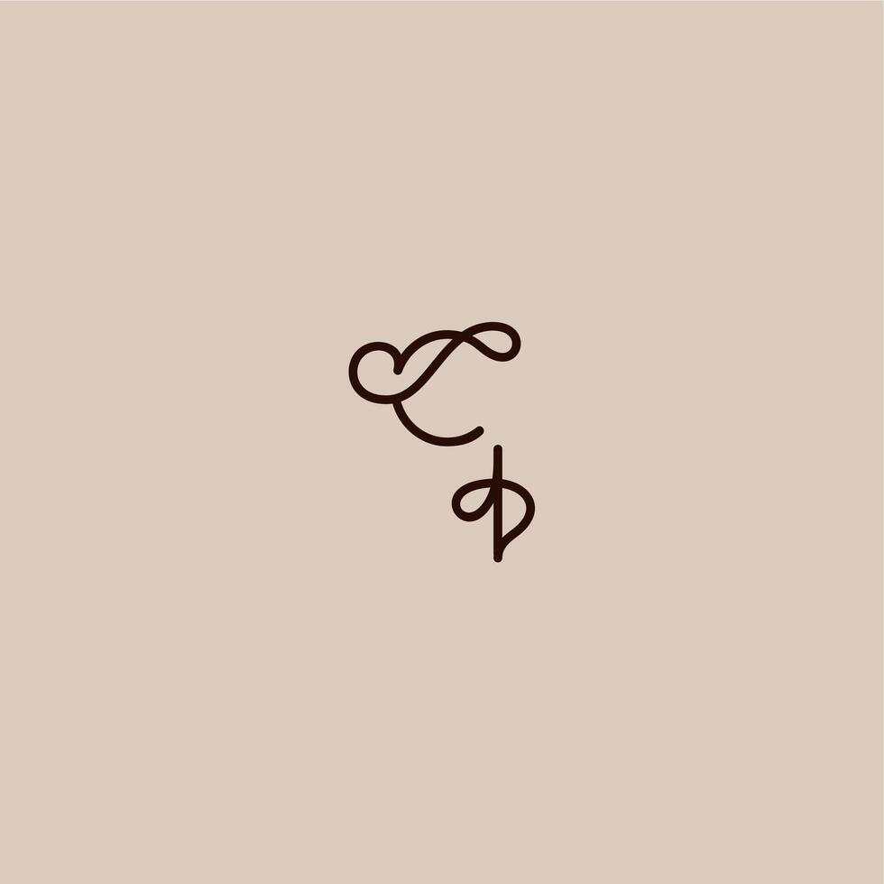 wedding typography monogram luxurious organic style and elegant concept CI dynamic line initial letter vector