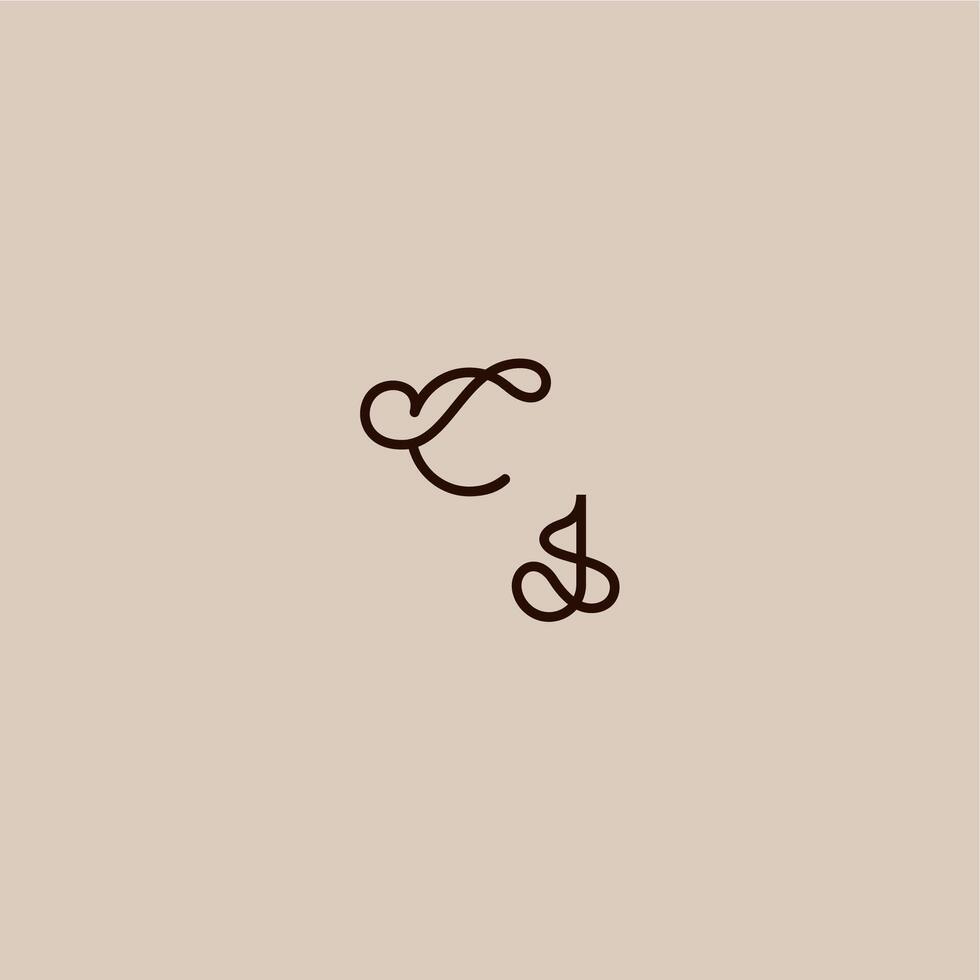 wedding typography monogram luxurious organic style and elegant concept CJ dynamic line initial letter vector