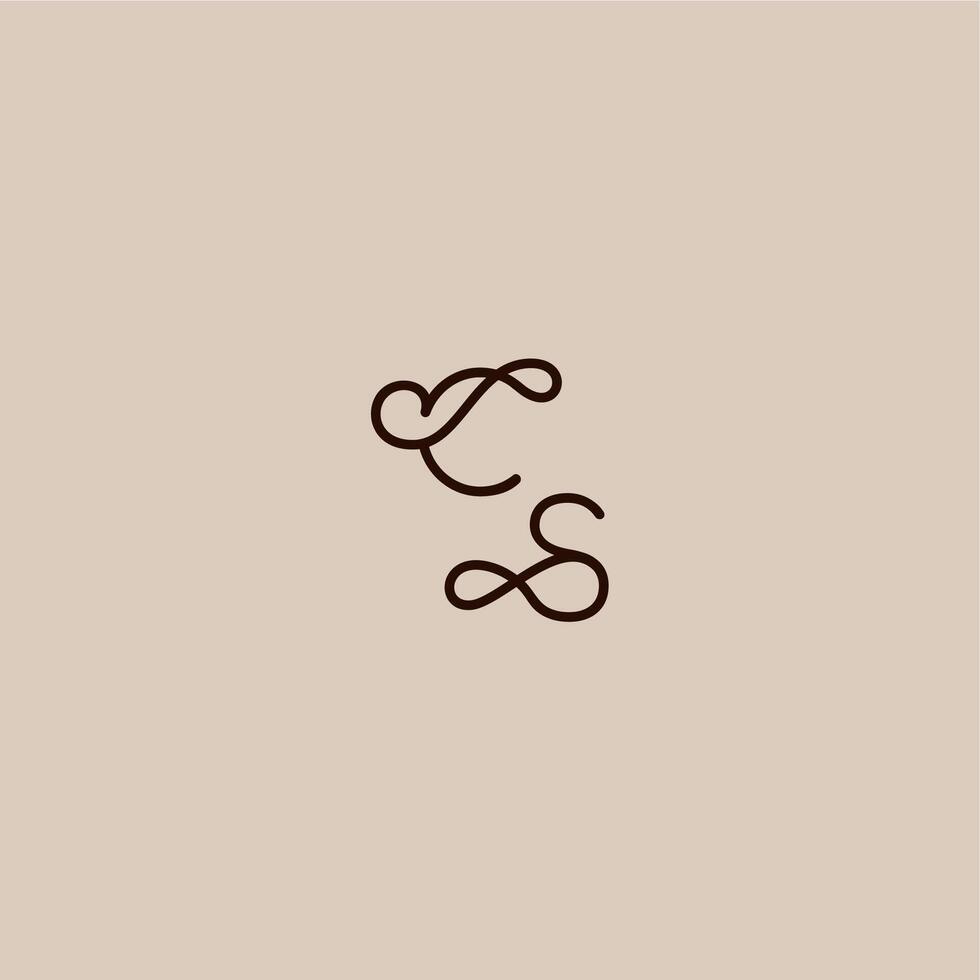 wedding typography monogram luxurious organic style and elegant concept CS dynamic line initial letter vector