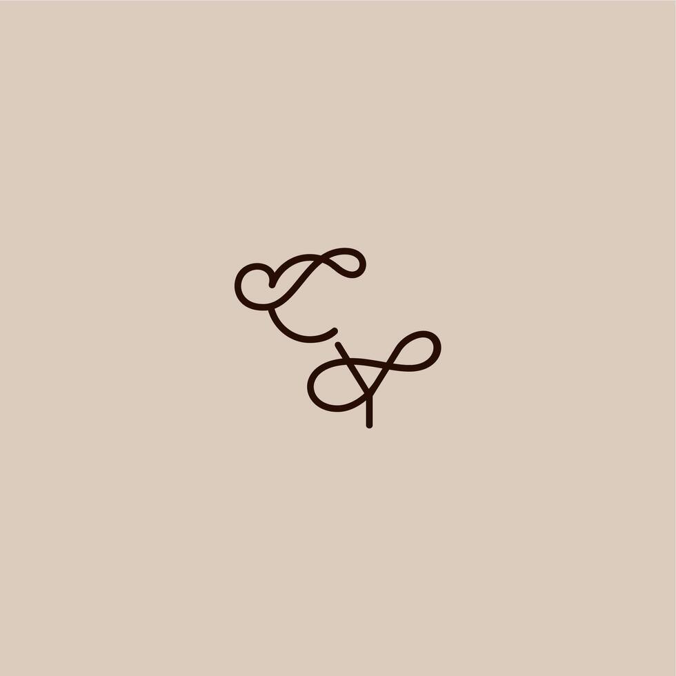 wedding typography monogram luxurious organic style and elegant concept CY dynamic line initial letter vector