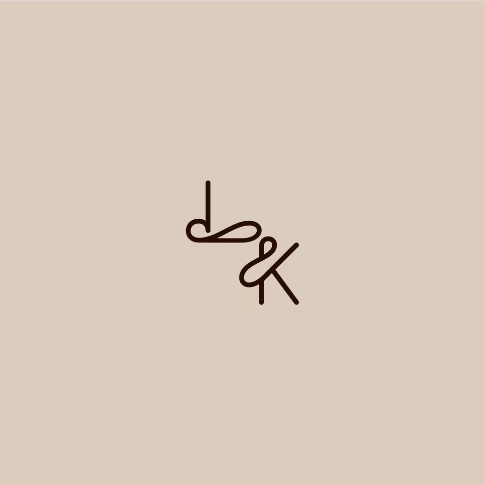 wedding typography monogram luxurious organic style and elegant concept LK dynamic line initial letter vector