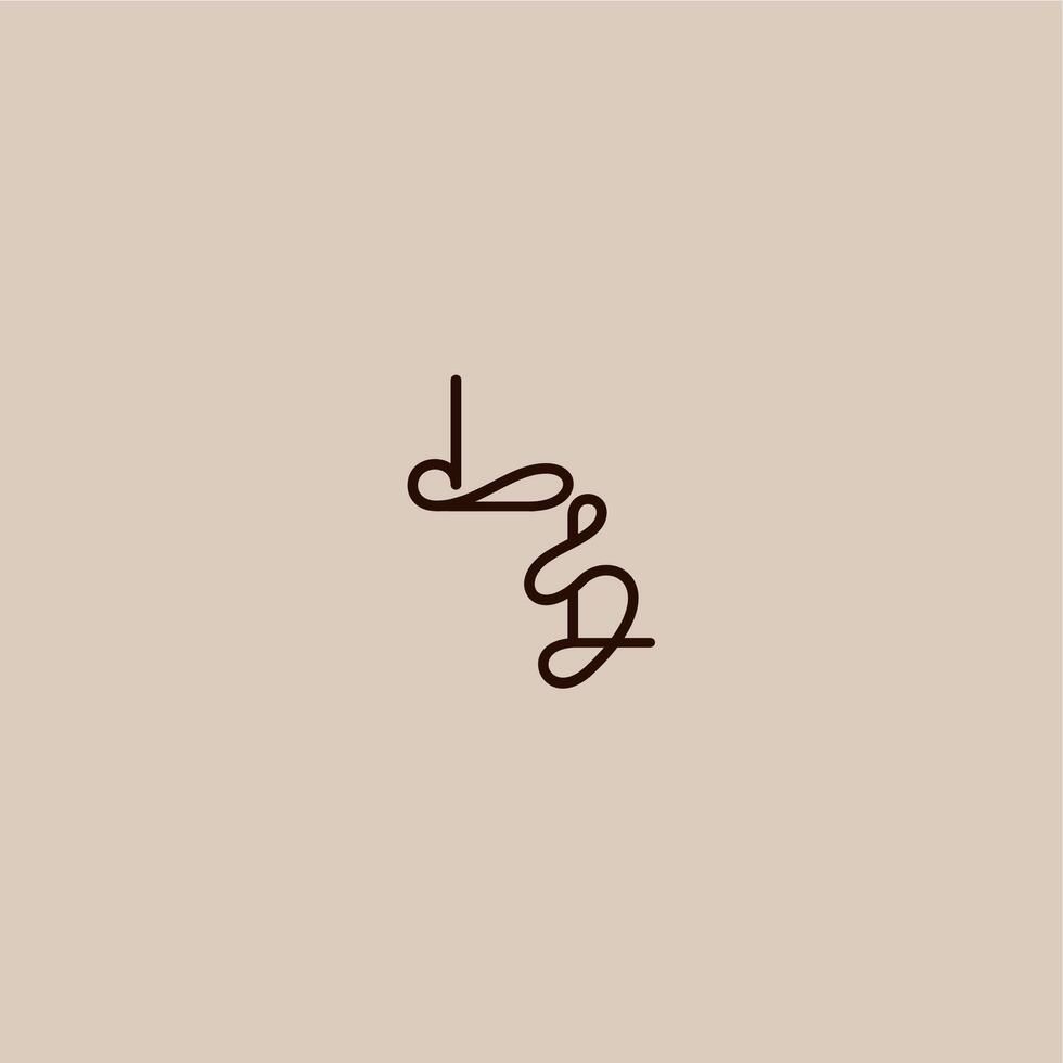 wedding typography monogram luxurious organic style and elegant concept LL dynamic line initial letter vector