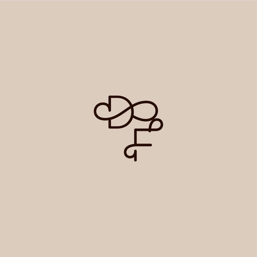 wedding typography monogram luxurious organic style and elegant concept DF dynamic line initial letter vector