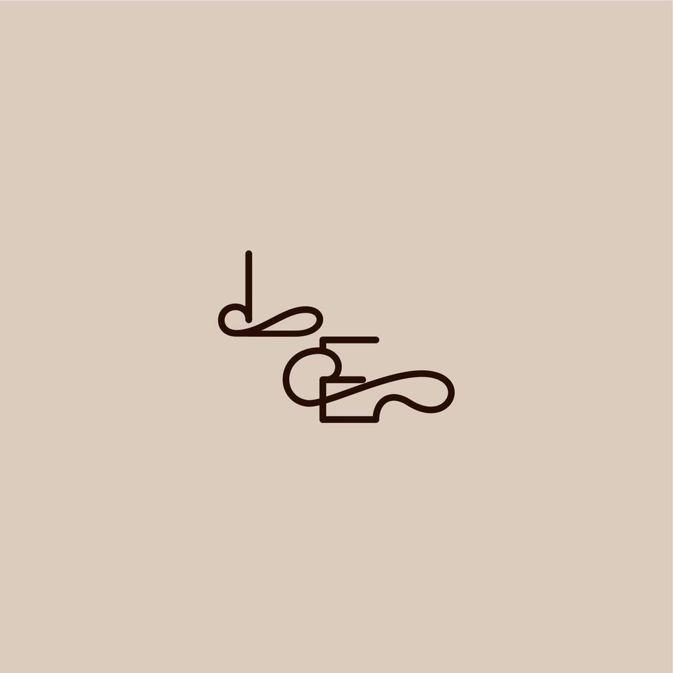 wedding typography monogram luxurious organic style and elegant concept LE dynamic line initial letter vector