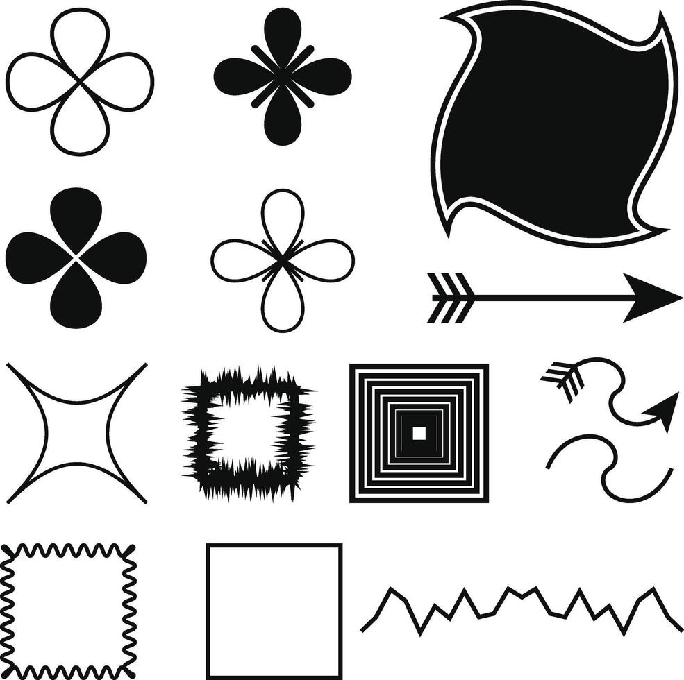 Collection of Simple Shapes and Vectors Design Elements Silhouette