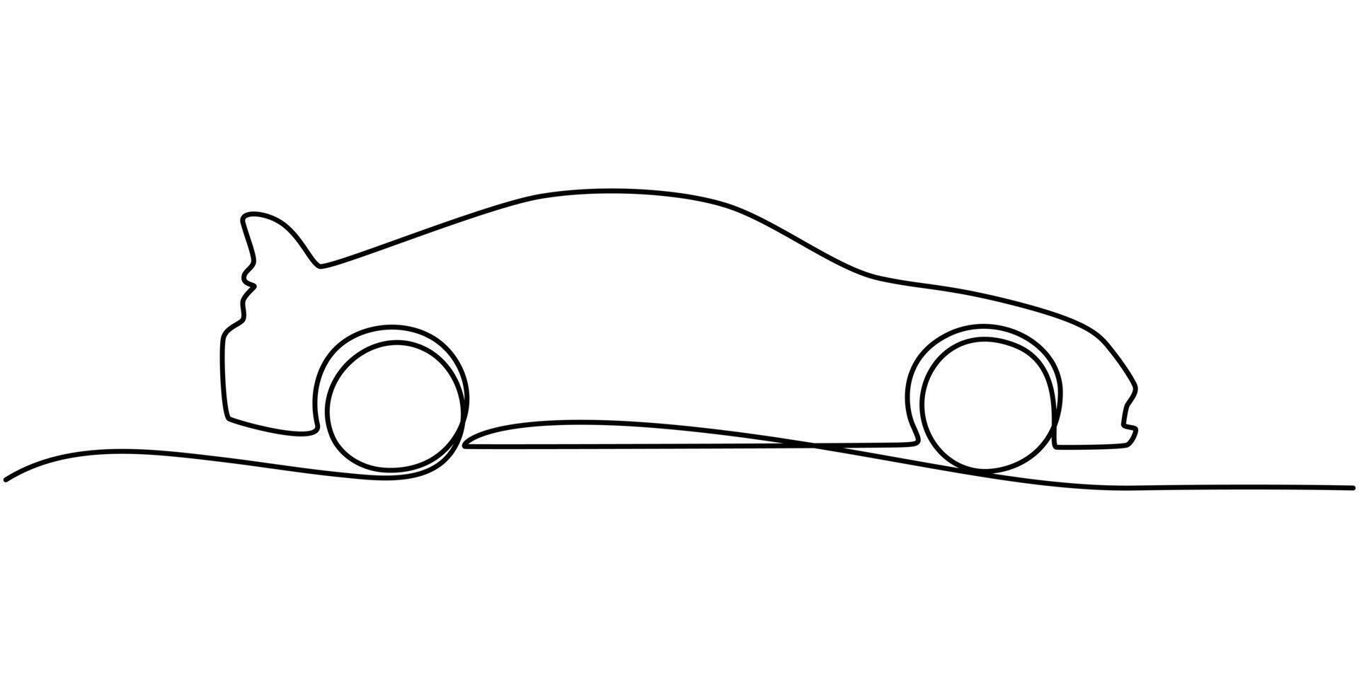 Car icon in continuous one line Linear drawn background of an electric vector