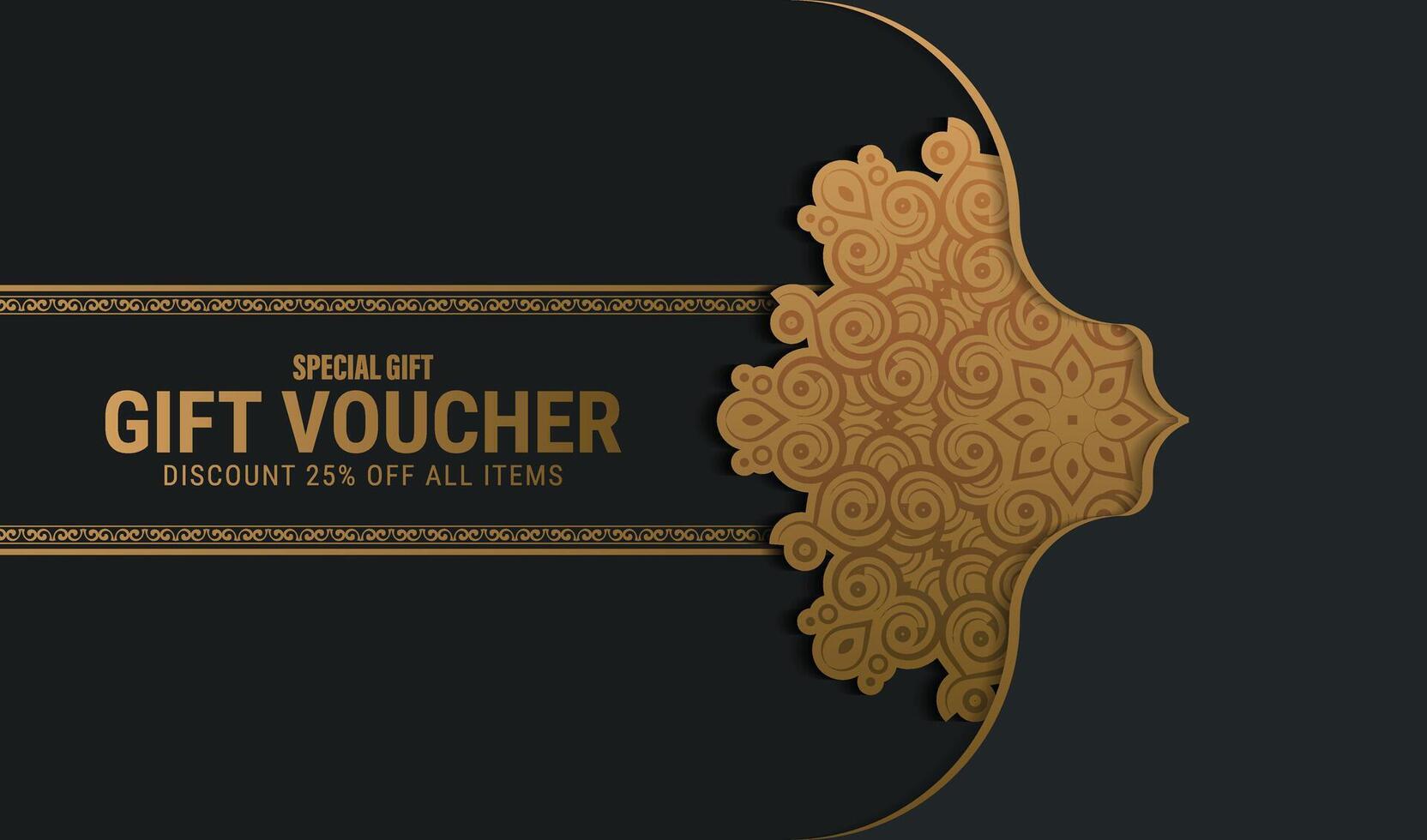 Luxury gold gift voucher template. vector