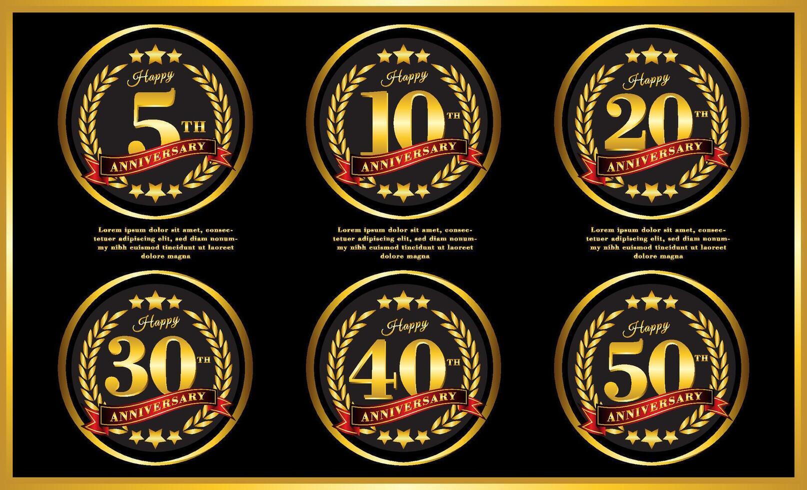 luxury gold set of anniversary celebration vector