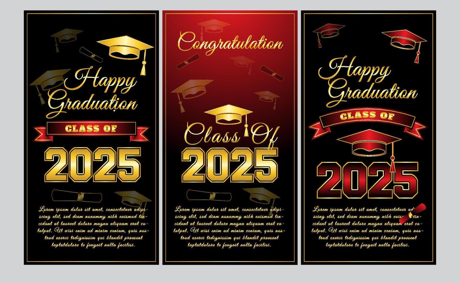 set of banner happy graduation class of 2025 vector