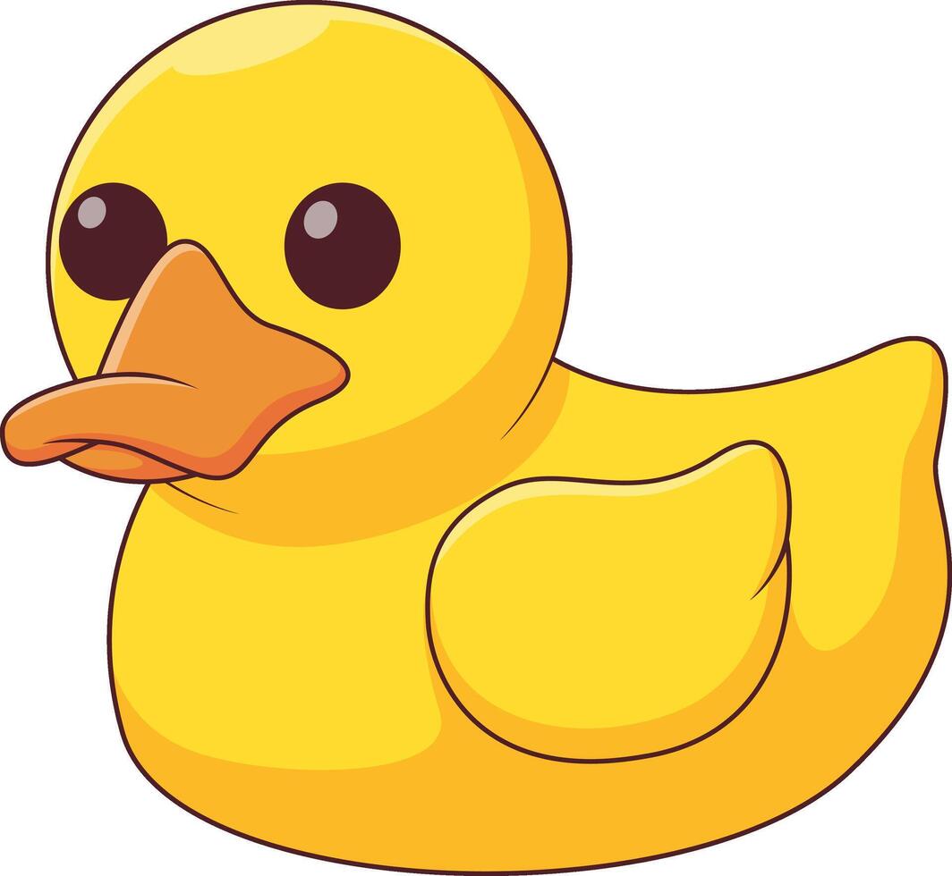 Cute yellow rubber duck cartoon illustration vector