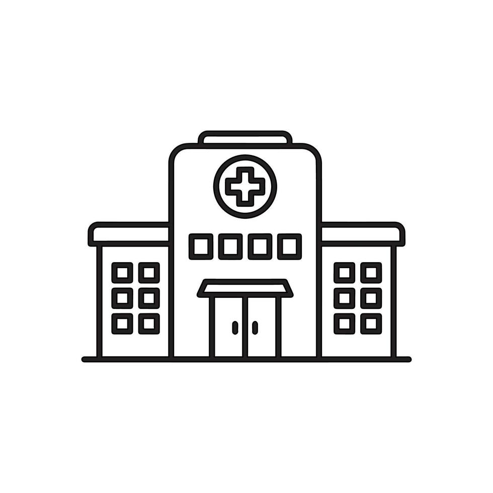 clean and modern icon of a hospital building, symbolizing medical care, healthcare services, and emergency response vector