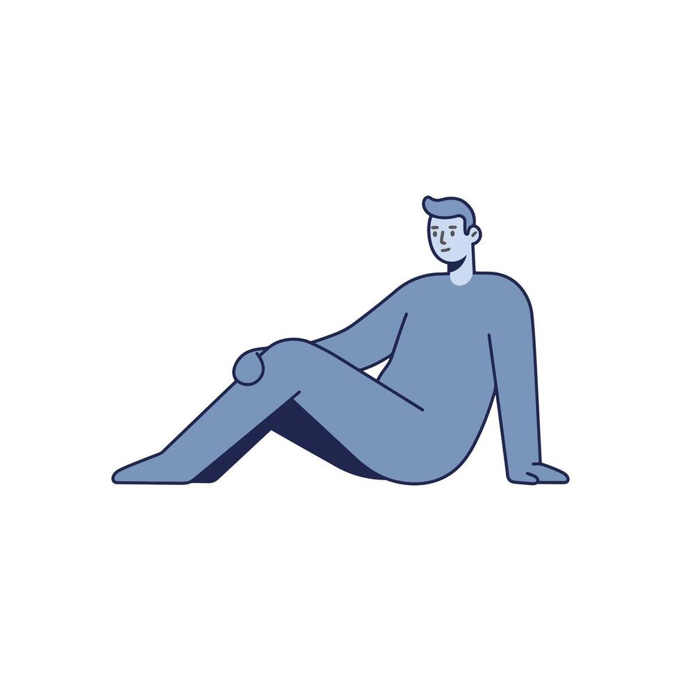 A man sitting on the floor with his legs crossed vector