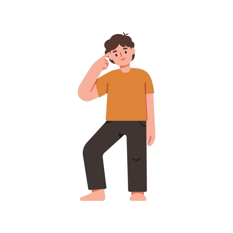 A man is standing with his hand on his head vector