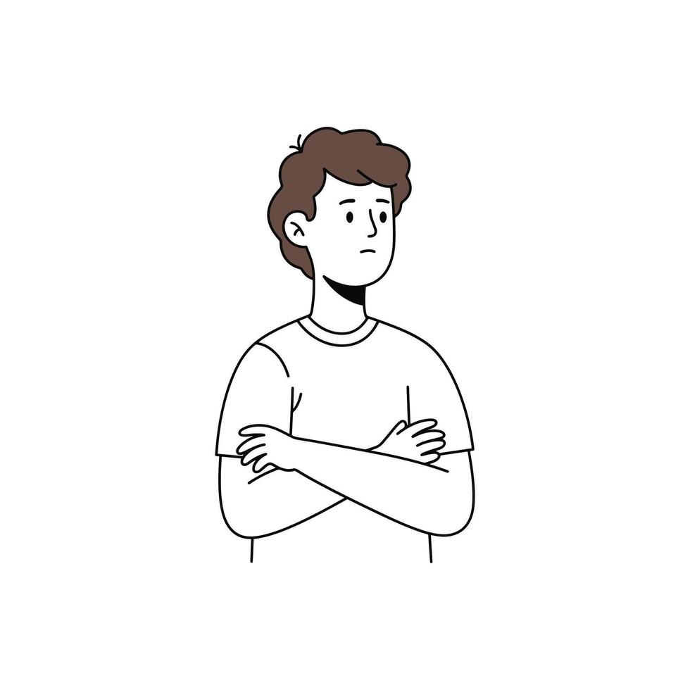 A man with his arms crossed is standing in front of a white background vector