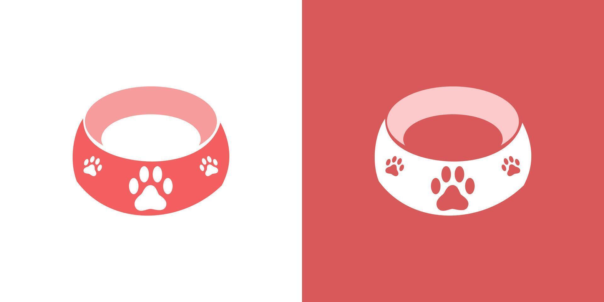 Bowl Dog icon logo feed foot pet paw print graphic vector