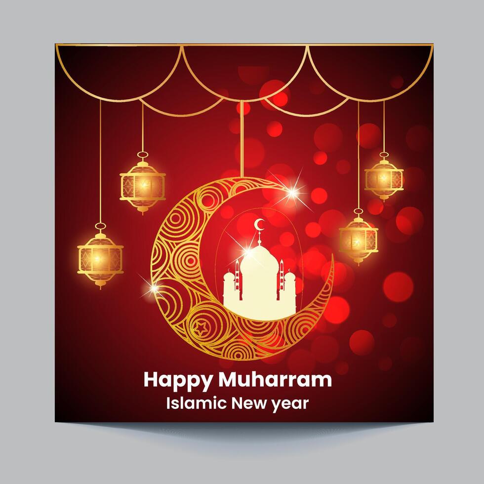 Elegant Happy Muharram Greeting Design for Islamic New Year vector