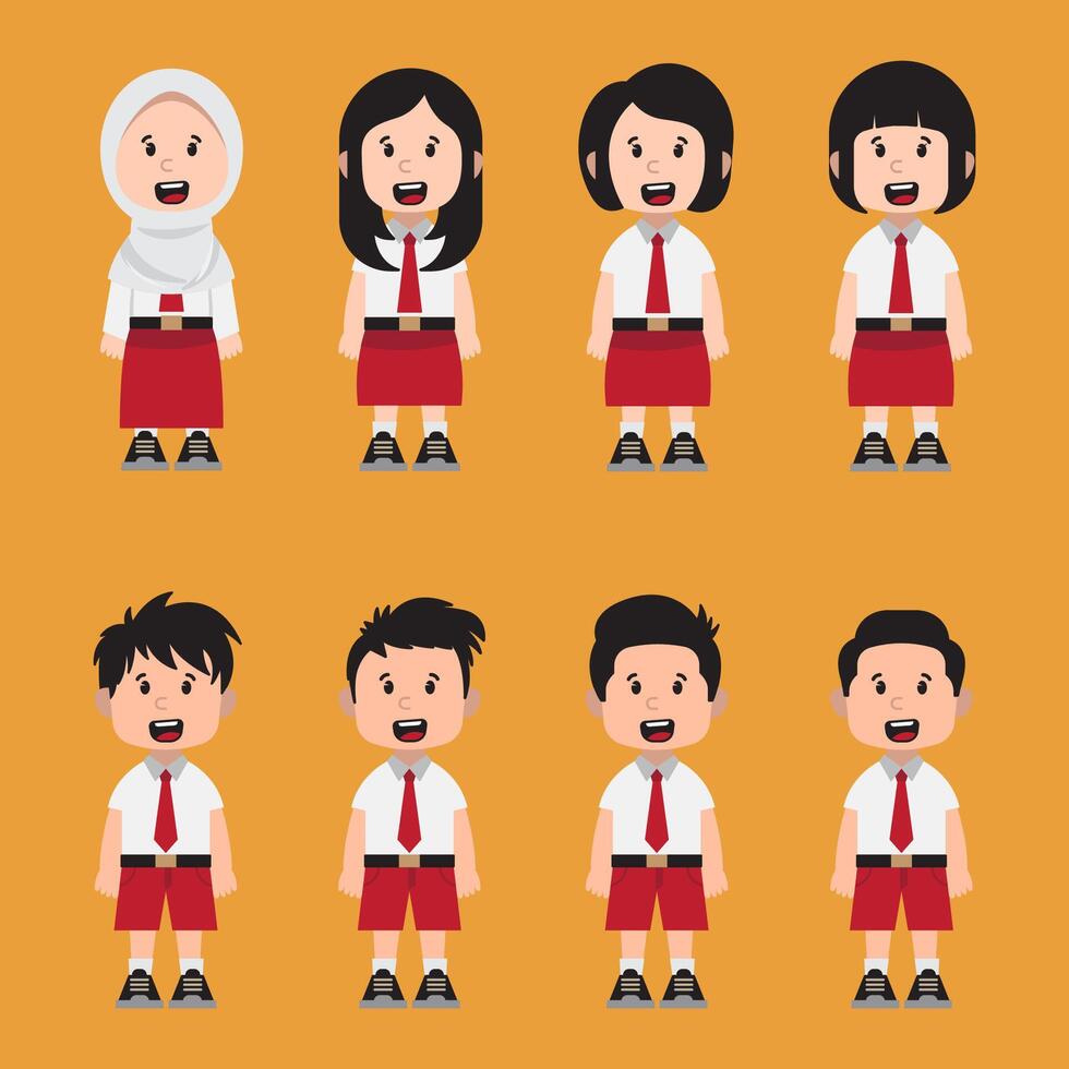 Junior high school flat character vector