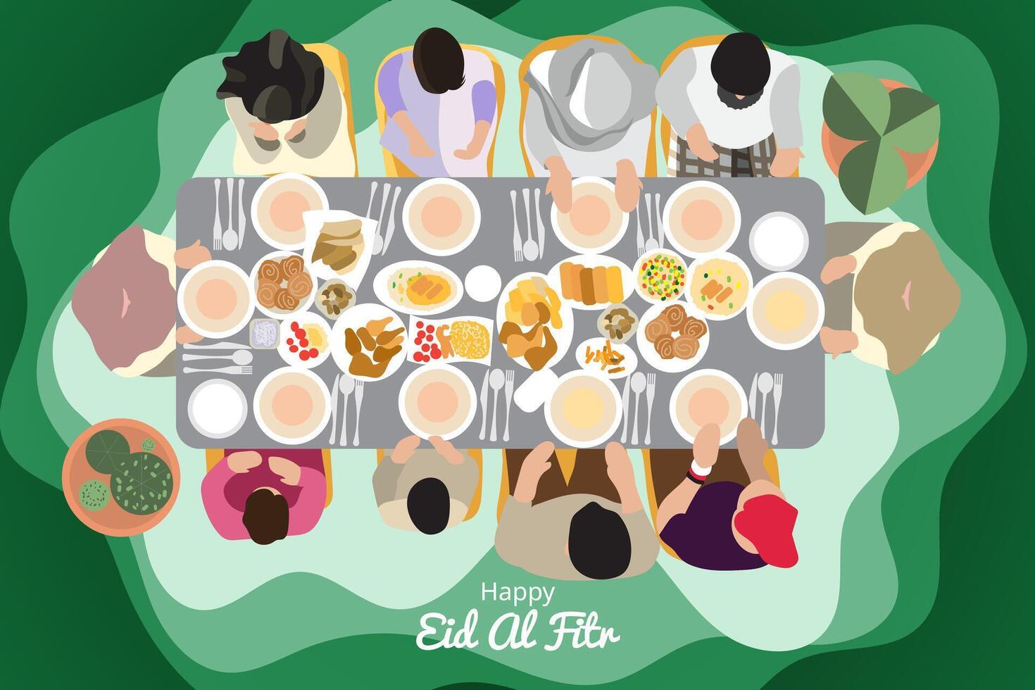 Family iftar ramadhan flat illustration vector
