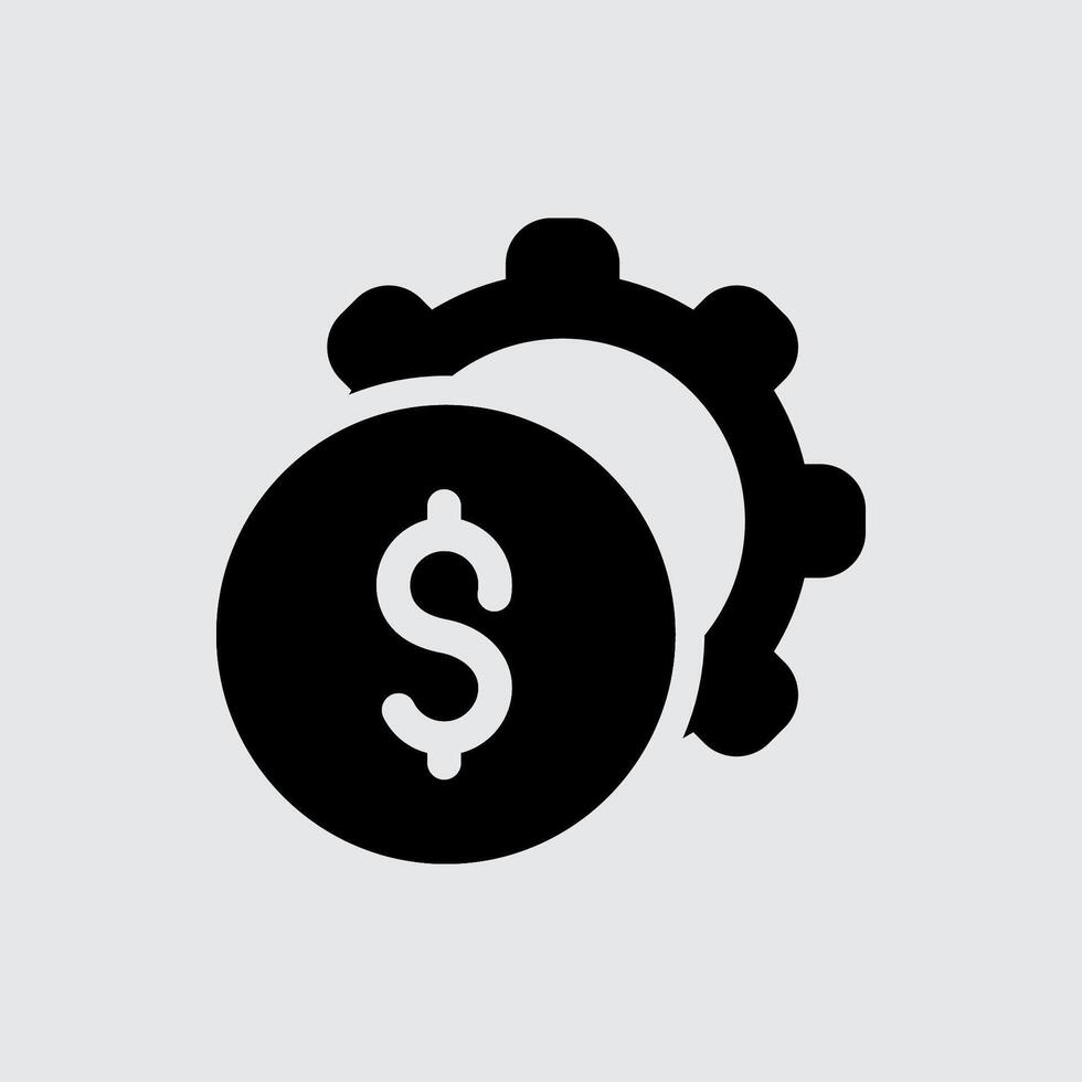 Finance gear icon logo, Efficient Use of Funds or Money Management, isolated solid editable, concept of cost or revenue optimization and reduction. vector
