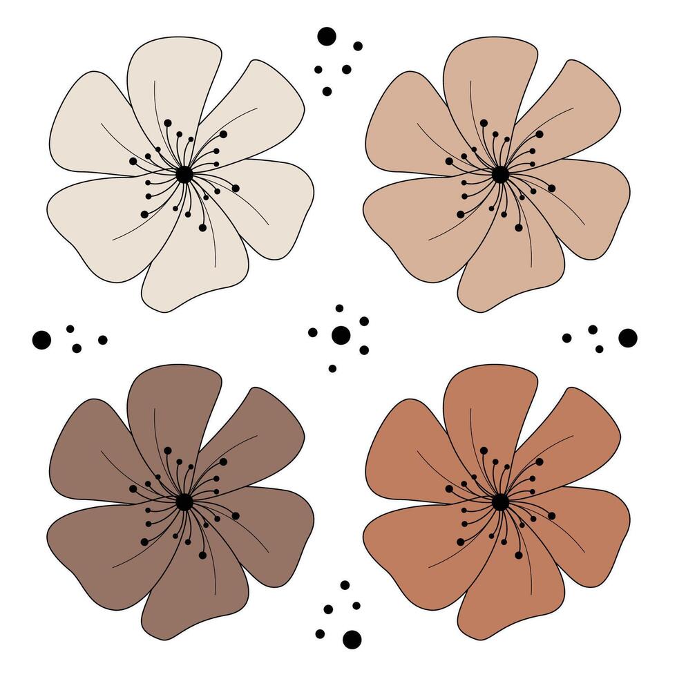 abstract illustration of a set of brown-beige shades on a white background. vector