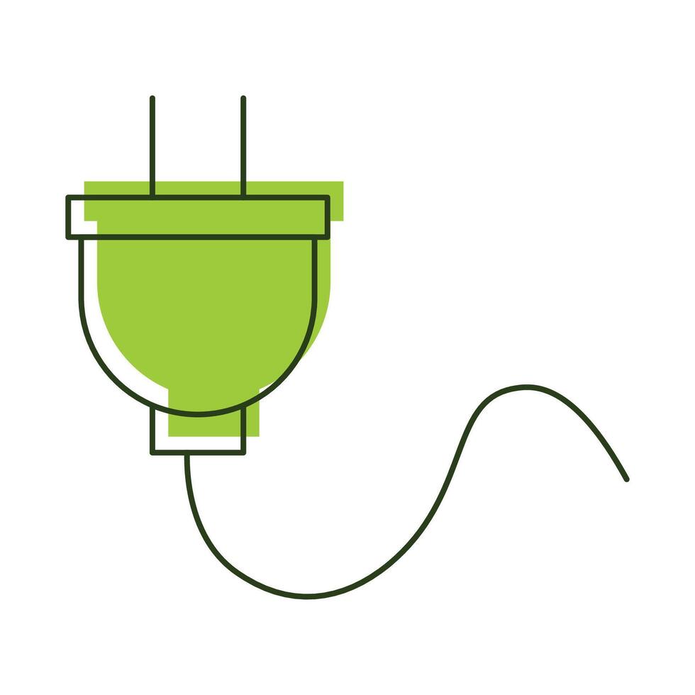 linear illustration of an eco-friendly electric plug icon on a white background. vector