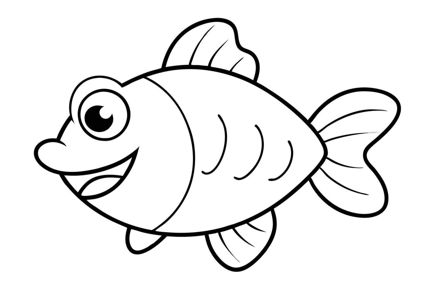 Fish coloring pages for kids line art design vector