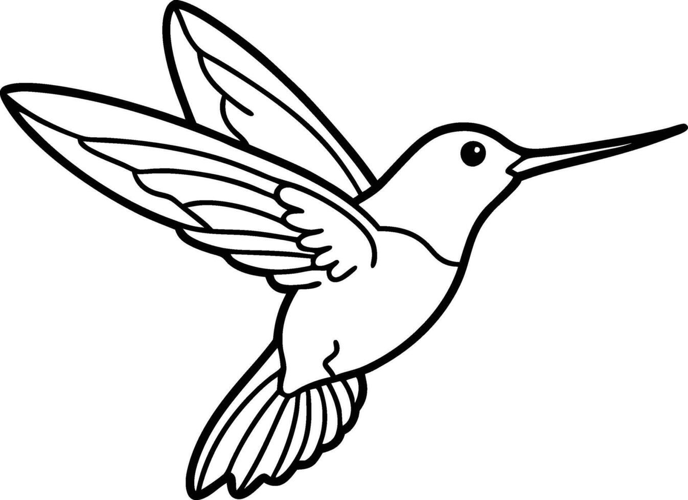 A cute hummingbird hand drawing clean line art illustration vector
