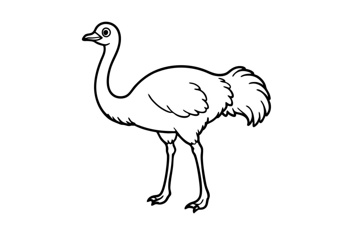A cute Ostrich hand drawing clean line art illustration vector