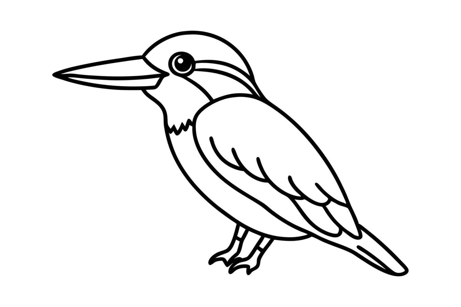A cute Kingfisher hand drawing clean line art illustration vector