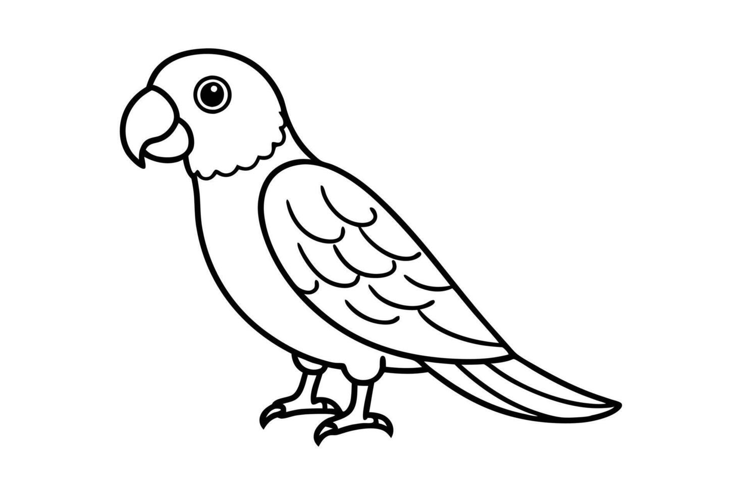 A cute Parrot hand drawing clean line art illustration vector