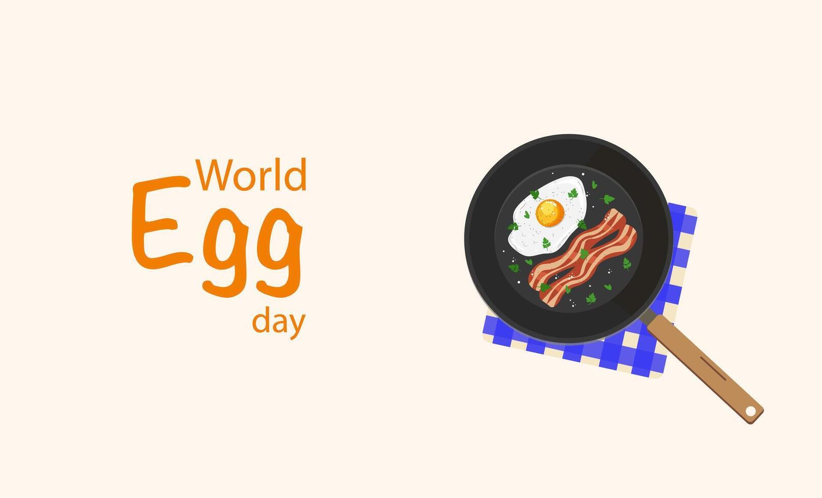 Happy World Egg Day concept with pan and egg vector