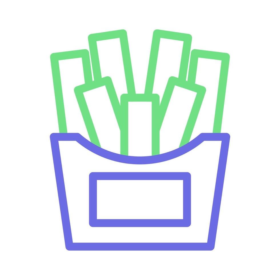 French fries in paper box icon. Concept of fast food and unhealthy eating. vector