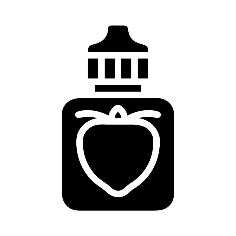 Strawberry flavored e liquid bottle icon. Concept of vaping and alternative smoking. vector