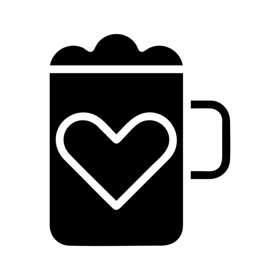 Beer mug with heart symbol. Concept of love, passion, and celebration. vector