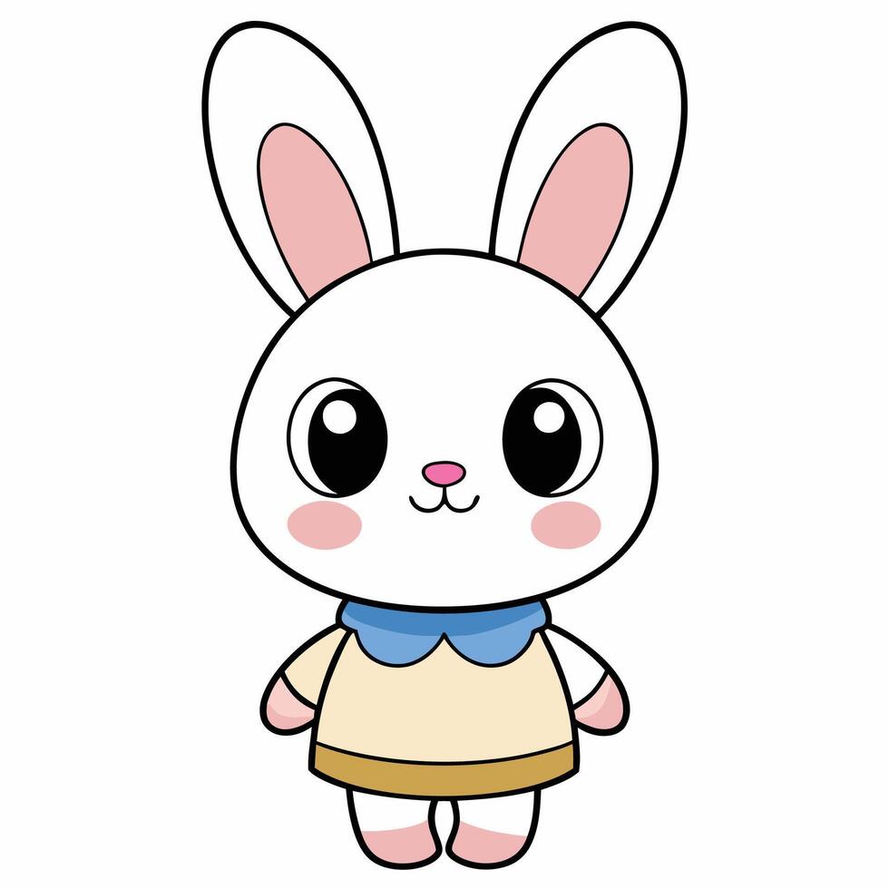 a cartoon bunny with a blue collar and a white dress vector