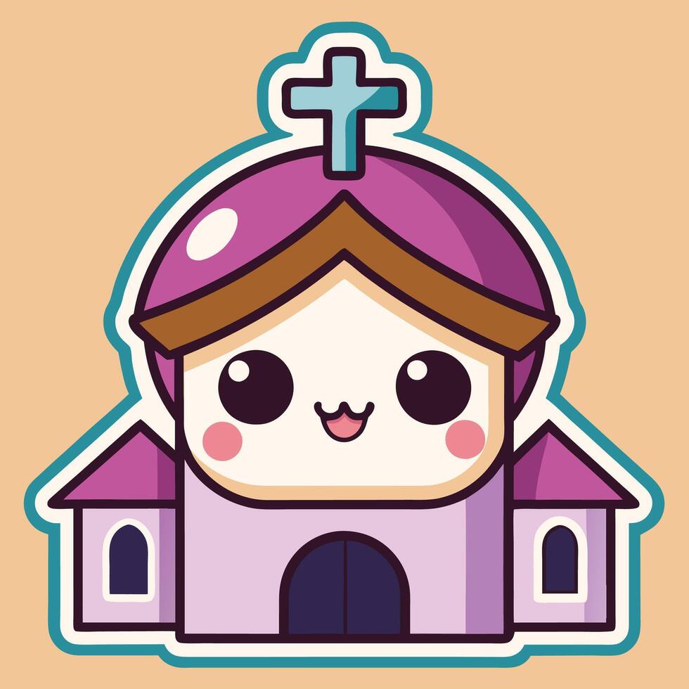 a cartoon church with a cross on it vector