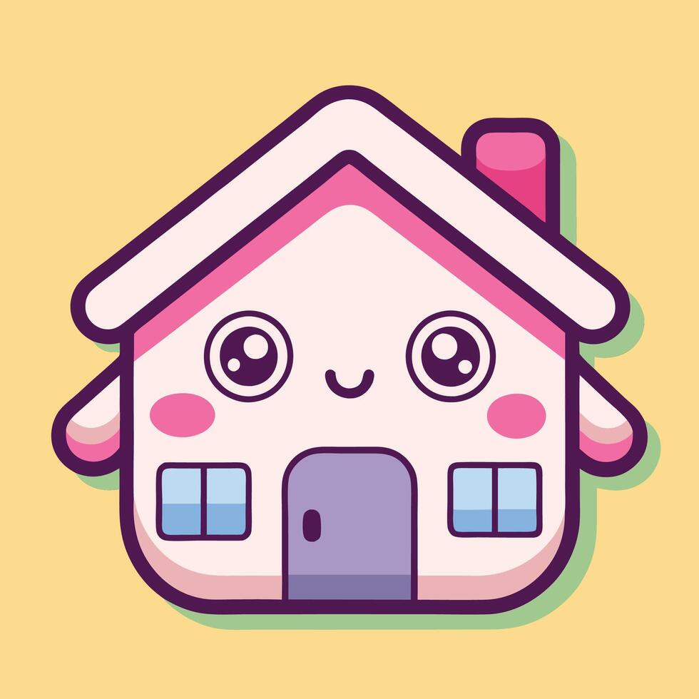a cute house icon with a pink roof vector
